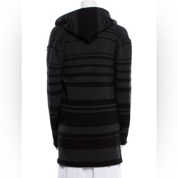 VINCE Striped Black Gray Open Cardigan Sweater Cashmere Wool Size XS S Oversized - Picture 3 of 10